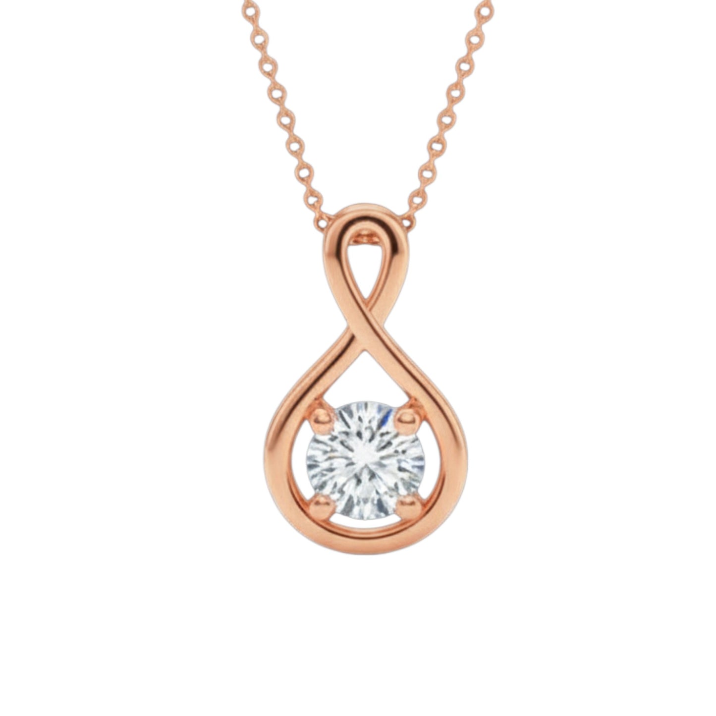 14K Gold 0.18 Ct Lab Grown Diamond Solitaire Infinite Pendant Necklace