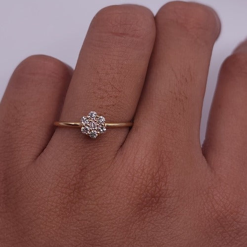 14Kt Gold Genuine Natural Diamond 0.21 Ct Cluster Ring