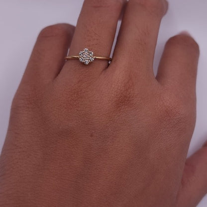 14Kt Gold Genuine Natural Diamond 0.21 Ct Cluster Ring