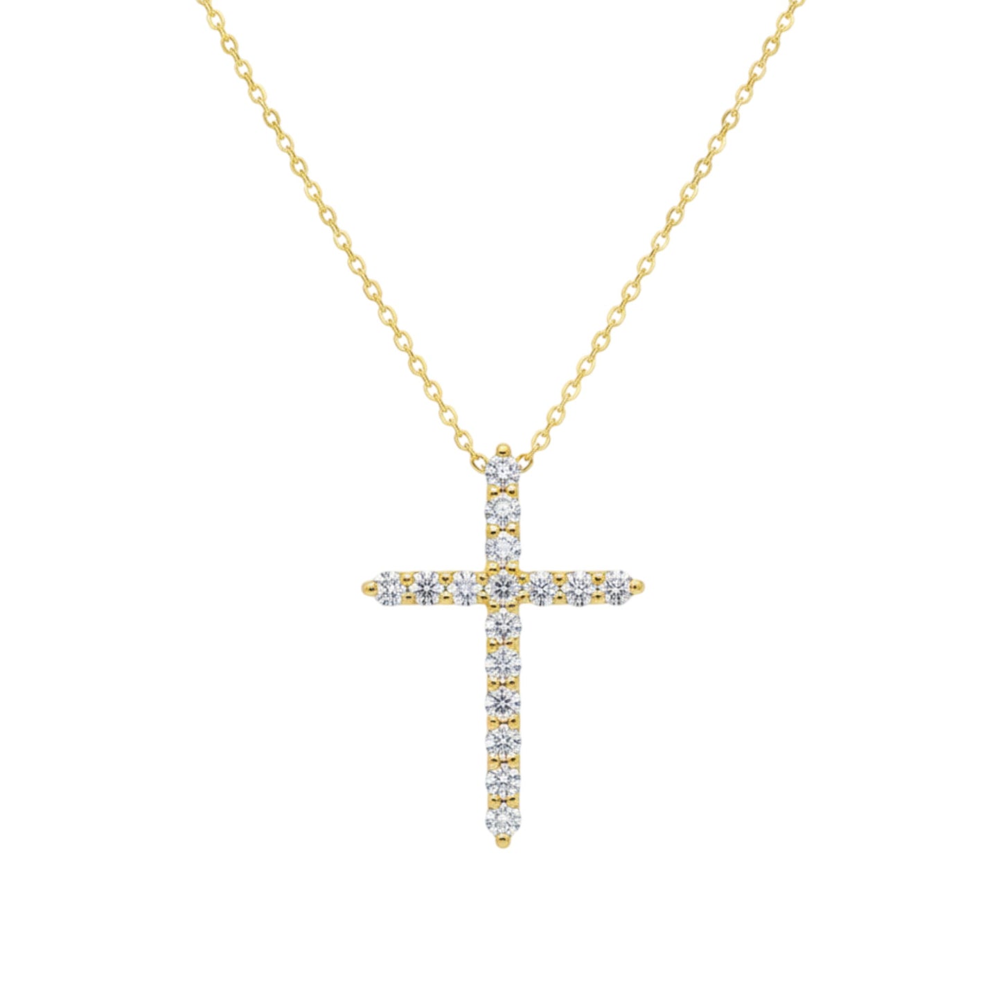 14Kt Gold 0.25 Ct Genuine Natural Diamond Cross Pendant Necklace