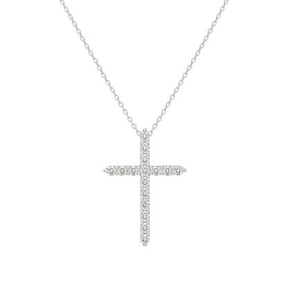 14Kt Gold 0.25 Ct Genuine Natural Diamond Cross Pendant Necklace