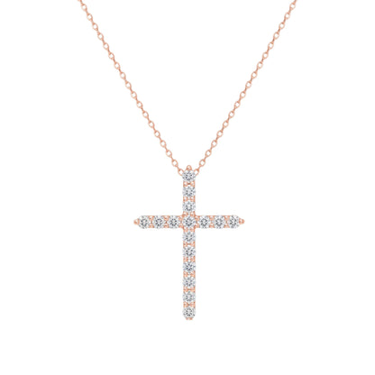 14Kt Gold 0.25 Ct Genuine Natural Diamond Cross Pendant Necklace