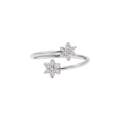 14Kt Gold 0.28 Ct Double Flower Star Diamond Ring