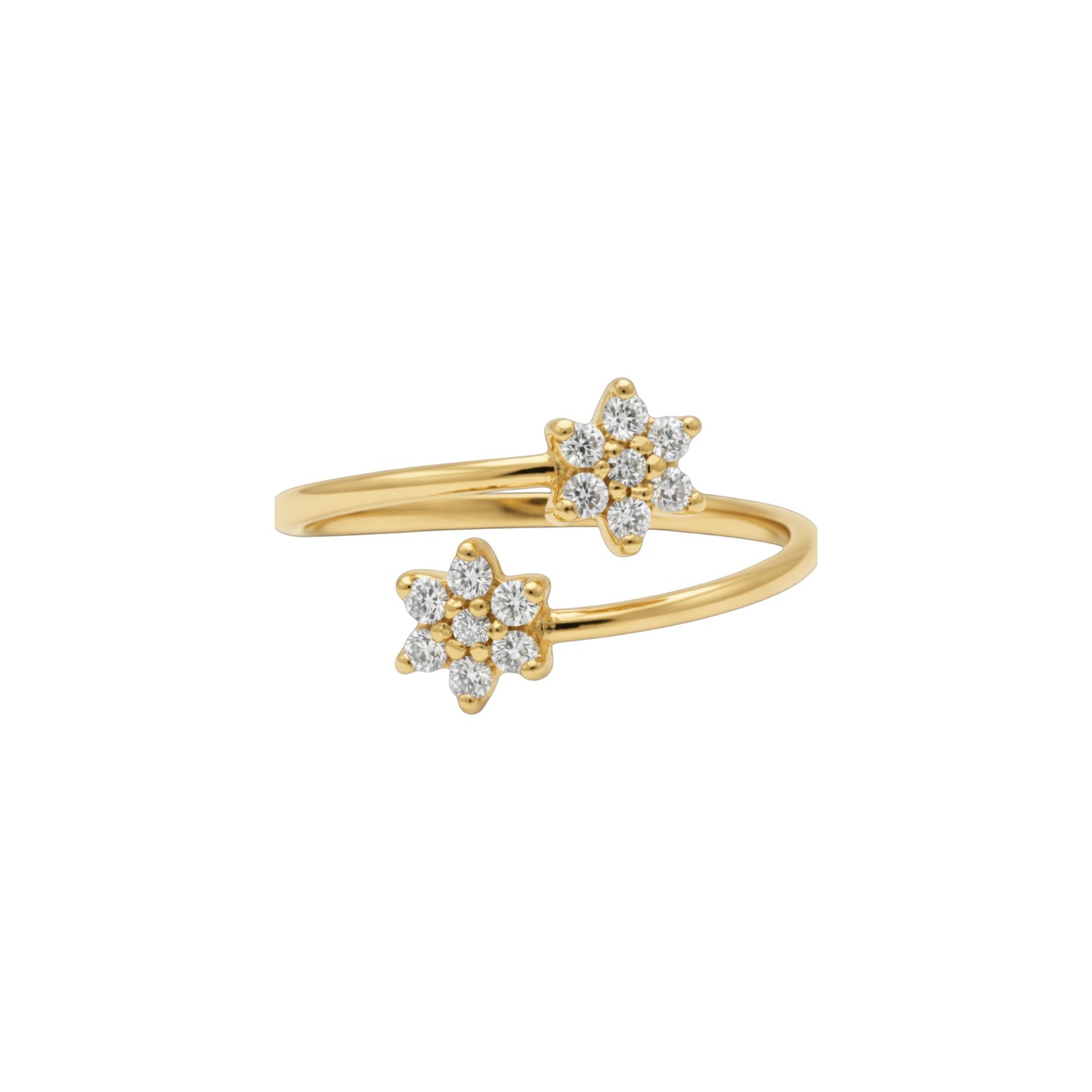 14Kt Gold 0.28 Ct Double Flower Star Diamond Ring