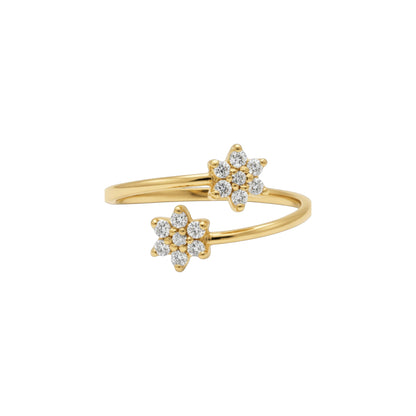 14Kt Gold 0.28 Ct Double Flower Star Diamond Ring