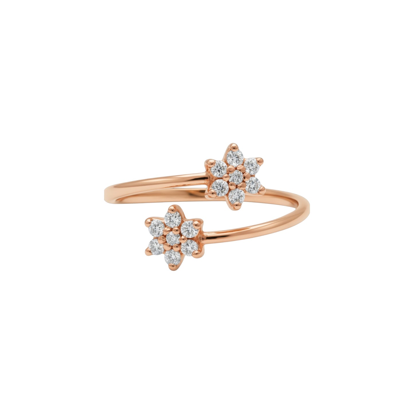 14Kt Gold 0.28 Ct Double Flower Star Diamond Ring