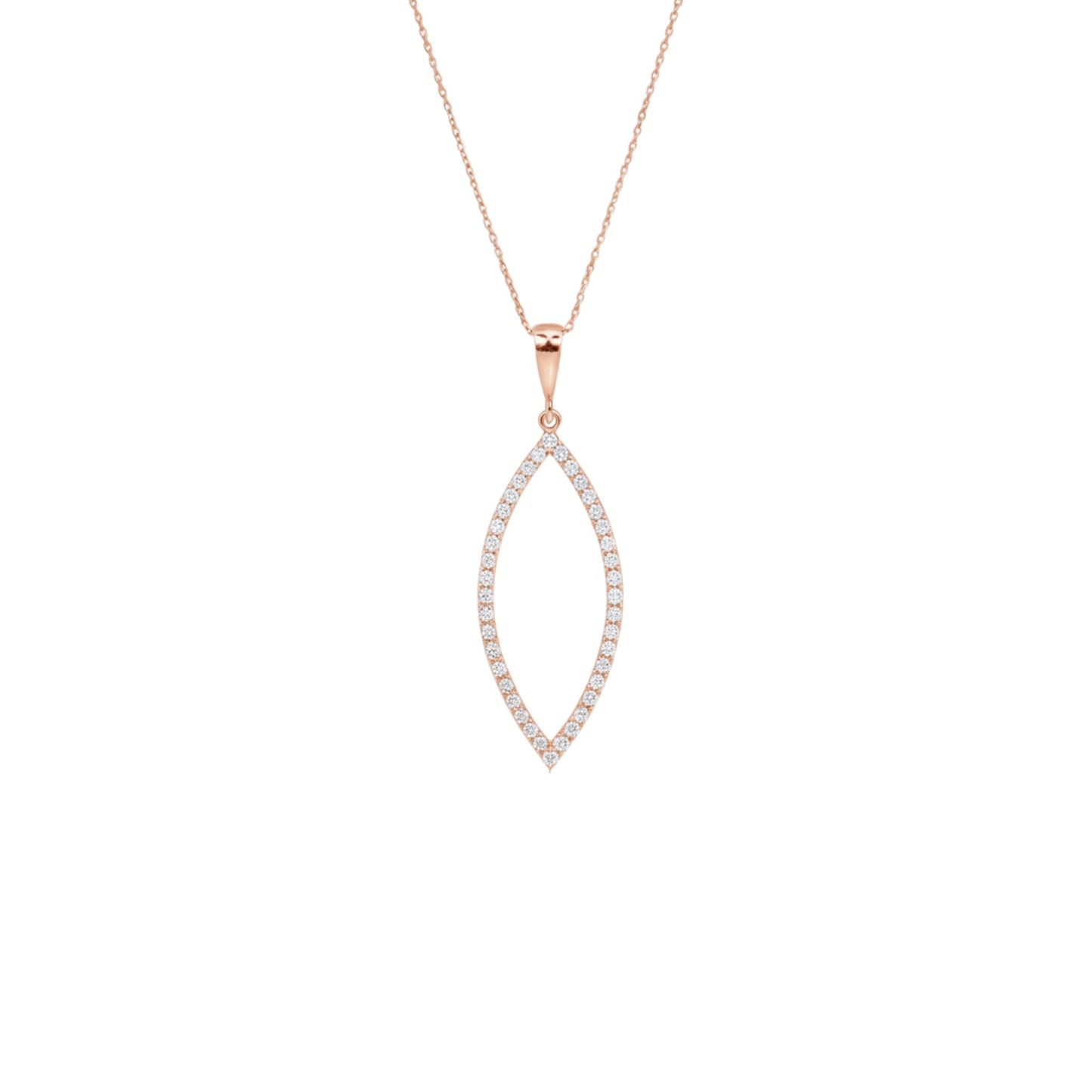 14Kt Gold 0.45 Ct Genuine Natural Diamond Marquise Pendant Necklace