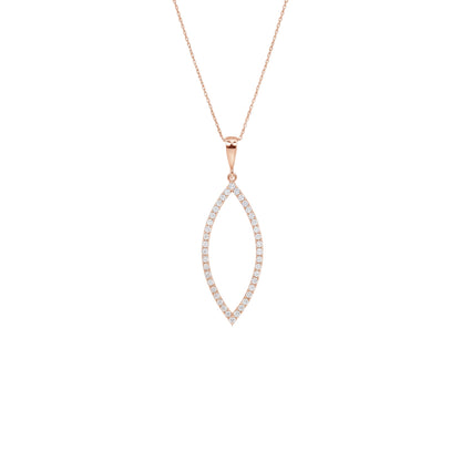 14Kt Gold 0.45 Ct Genuine Natural Diamond Marquise Pendant Necklace