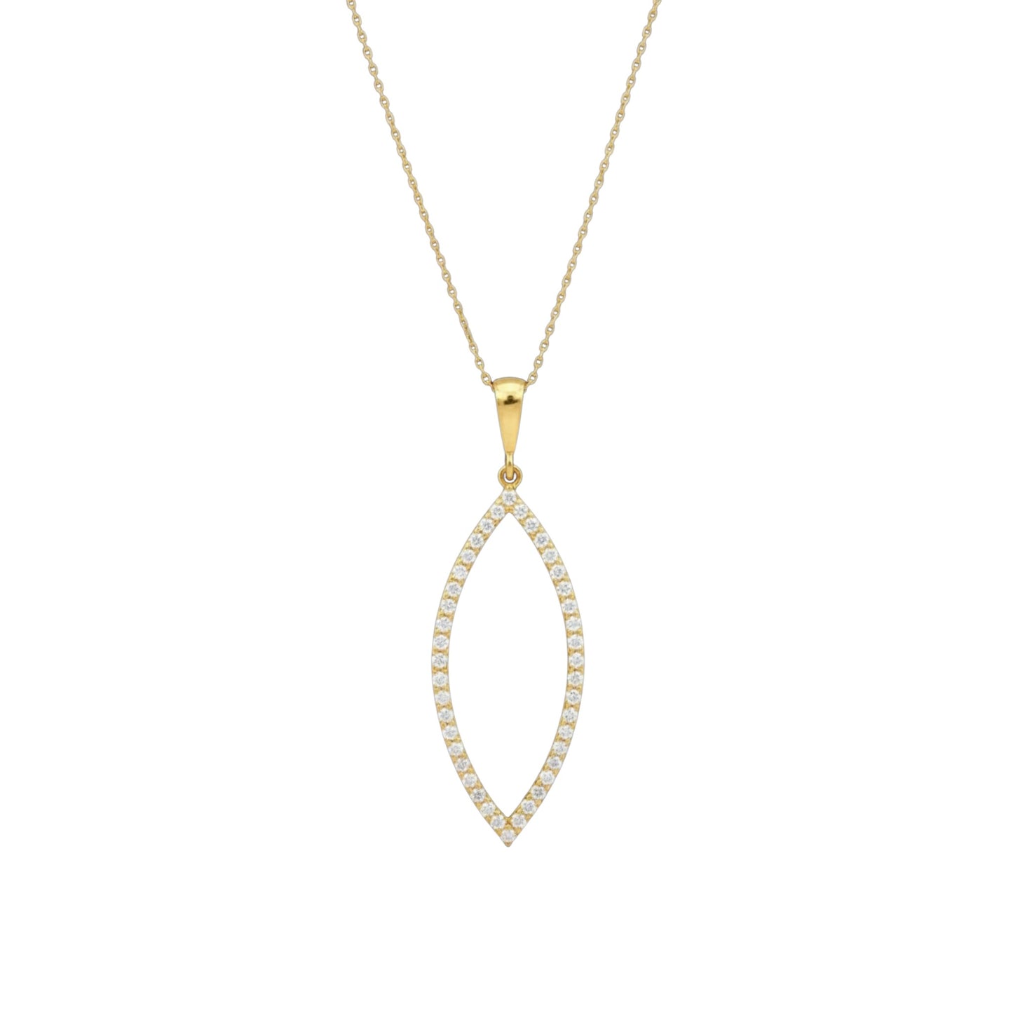 14Kt Gold 0.45 Ct Genuine Natural Diamond Marquise Pendant Necklace