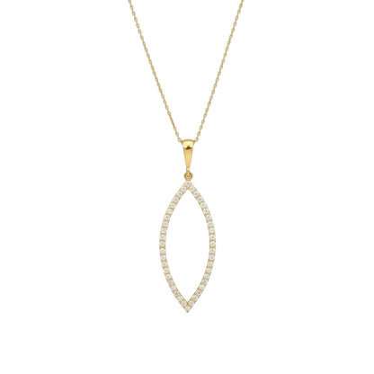 14Kt Gold 0.45 Ct Genuine Natural Diamond Marquise Pendant Necklace