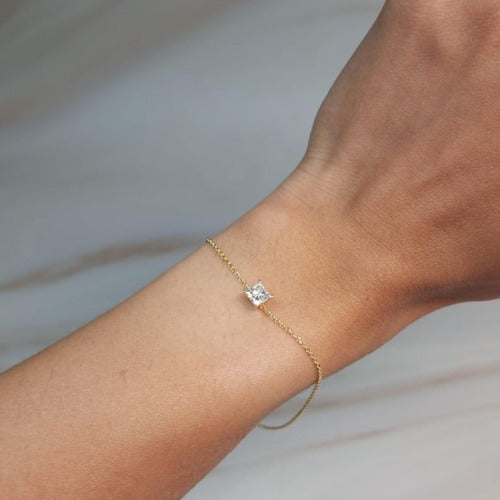 14Kt Gold 0.50 Ct Lab Grown Princess Cut Diamond Bracelet