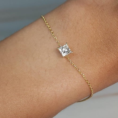 14Kt Gold 0.50 Ct Lab Grown Princess Cut Diamond Bracelet