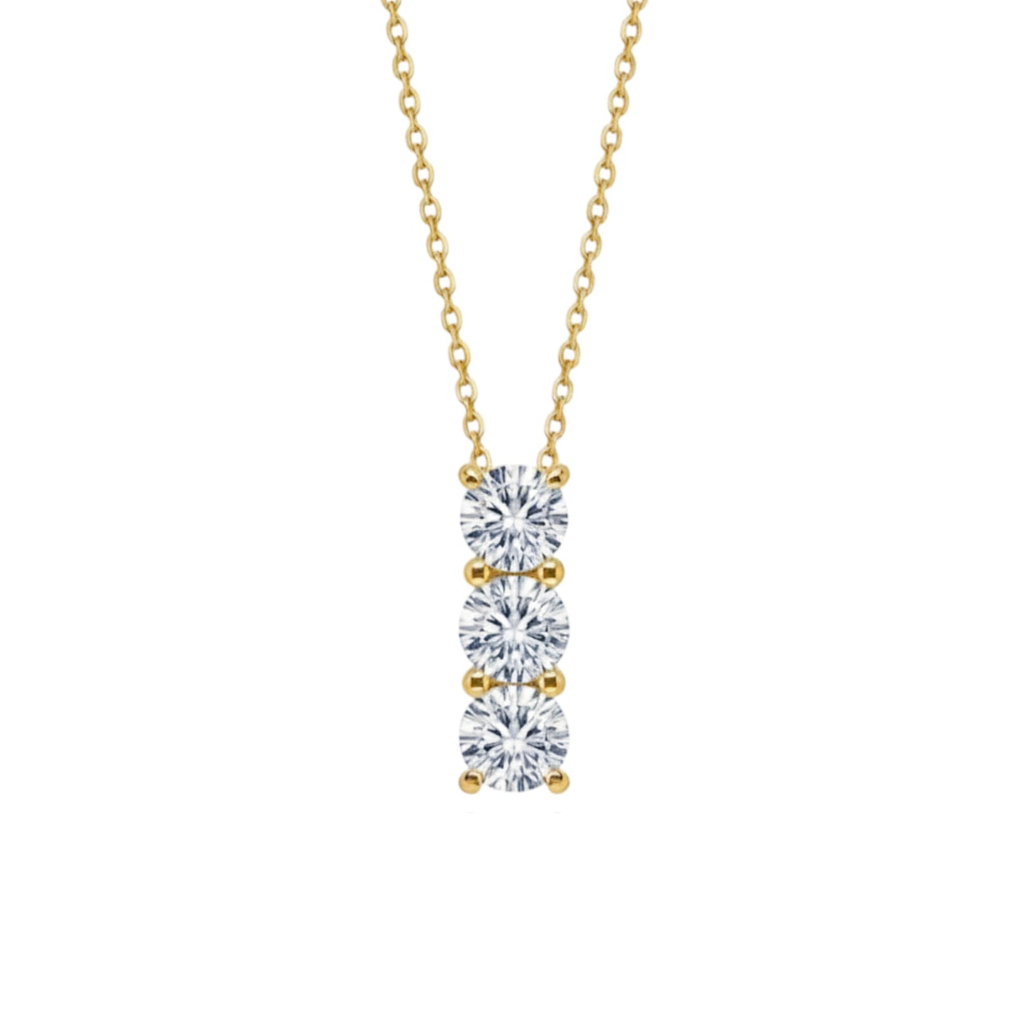 14Kt Gold 0.30 Ct 3 Stone Lab Grown Diamond Pendant Necklace