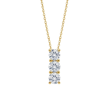 14Kt Gold 0.30 Ct 3 Stone Lab Grown Diamond Pendant Necklace