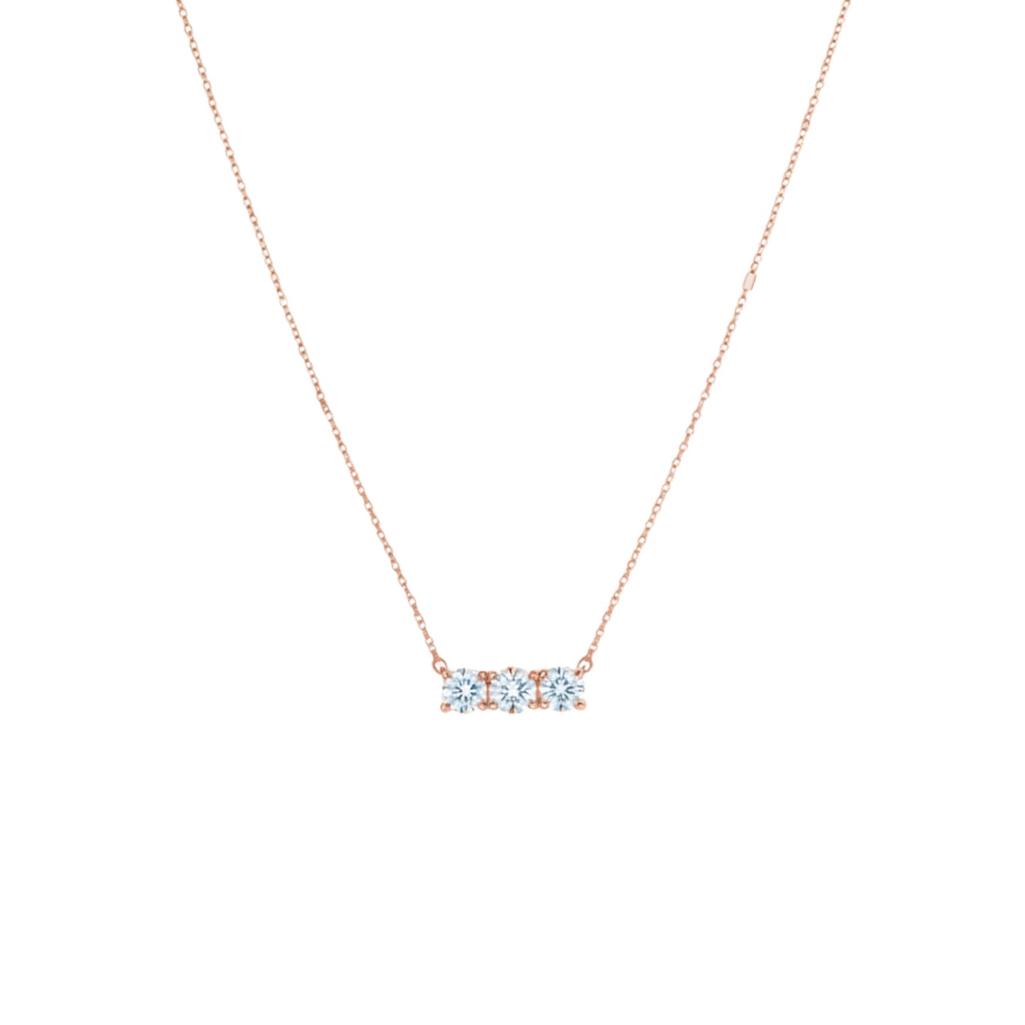 14Kt Gold 0.60 Ct 3 Stone Lab Grown Diamond Pendant Necklace