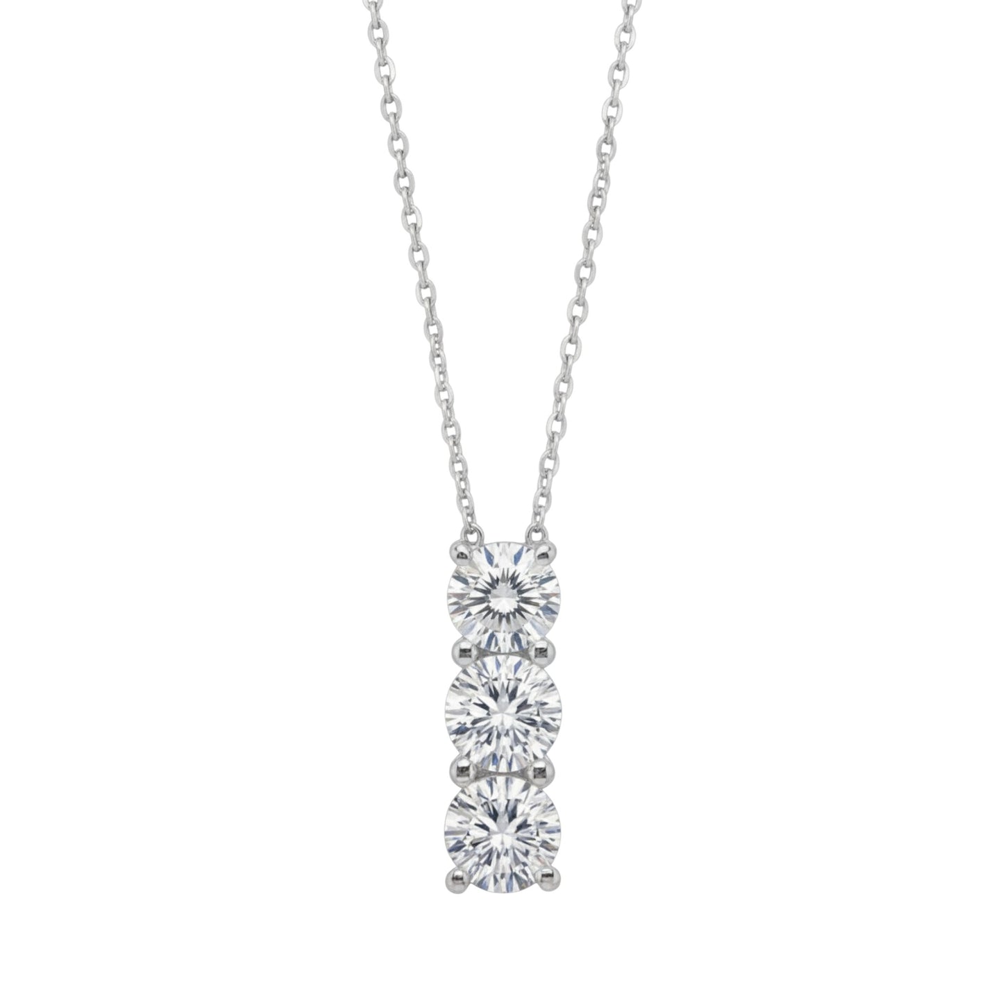 14Kt Gold 0.30 Ct 3 Stone Lab Grown Diamond Pendant Necklace