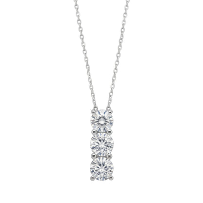 14Kt Gold 0.30 Ct 3 Stone Lab Grown Diamond Pendant Necklace