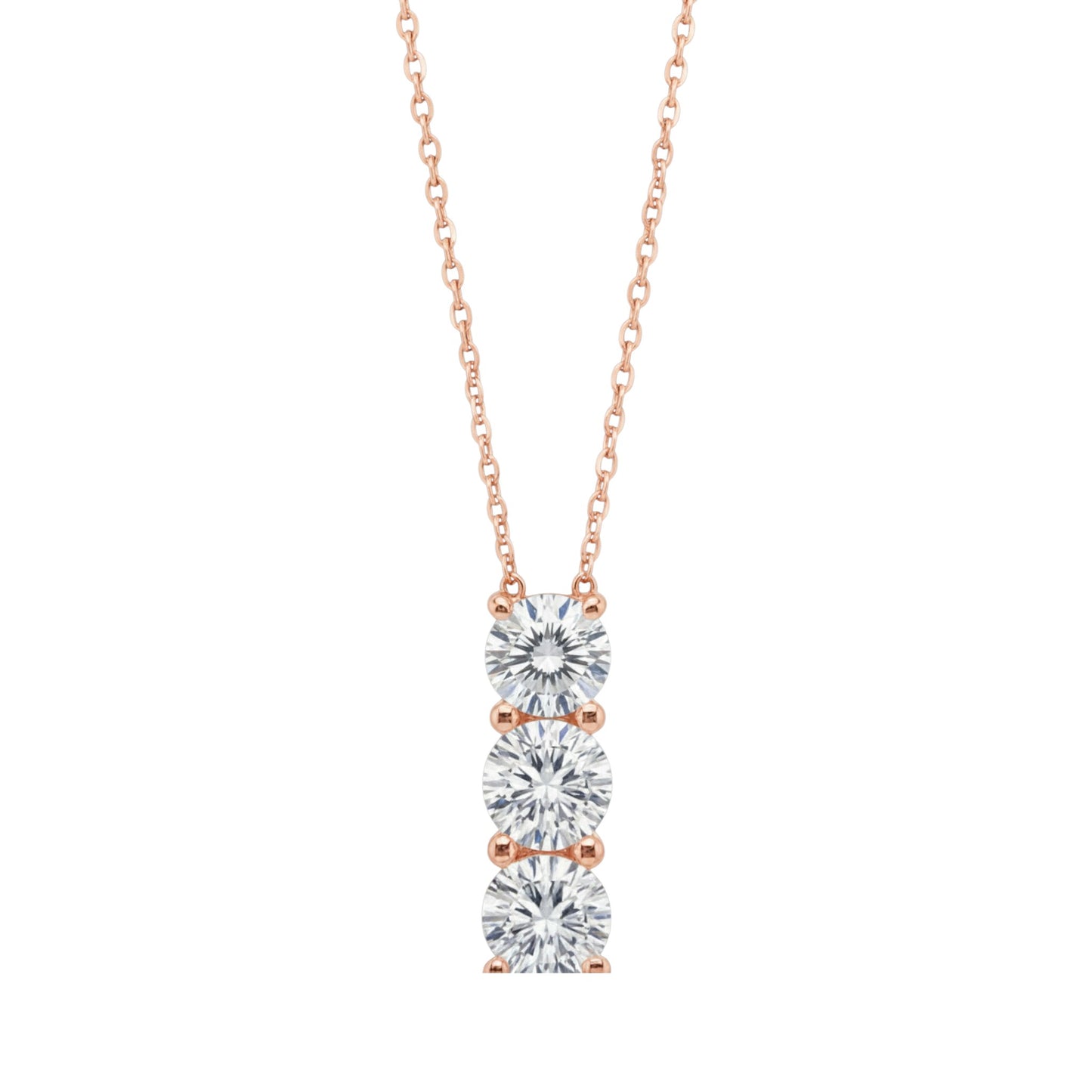 14Kt Gold 0.30 Ct 3 Stone Lab Grown Diamond Pendant Necklace
