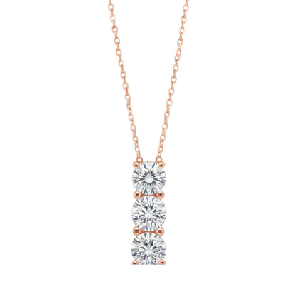 14Kt Gold 0.30 Ct 3 Stone Lab Grown Diamond Pendant Necklace