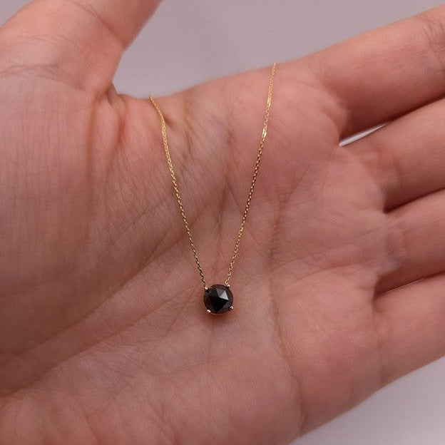 14Kt Gold 0.60 Ct Rose Cut Black Diamond Pendant