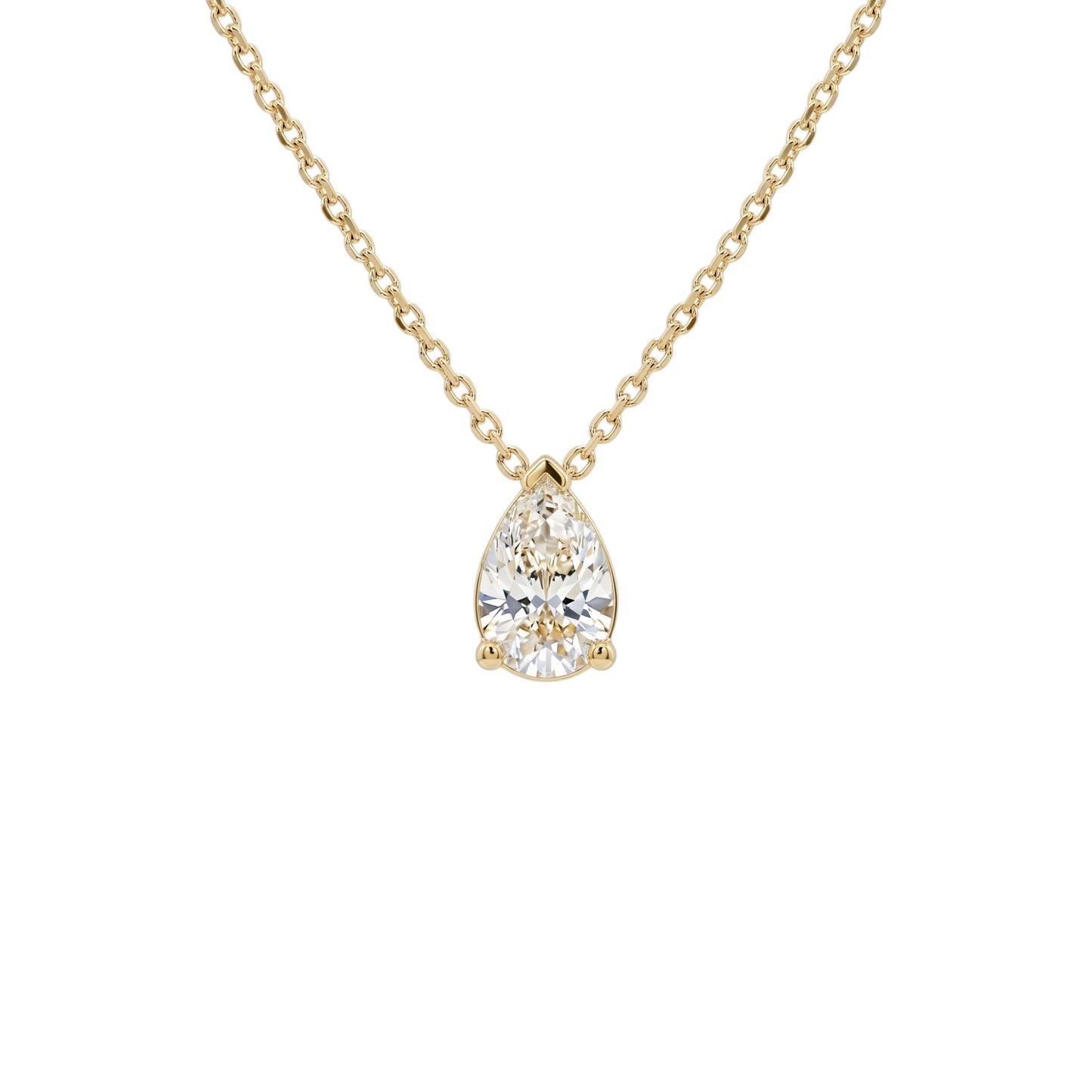 14Kt Gold 0.72 Lab Grown Pear Shape Diamond Pendant Necklace