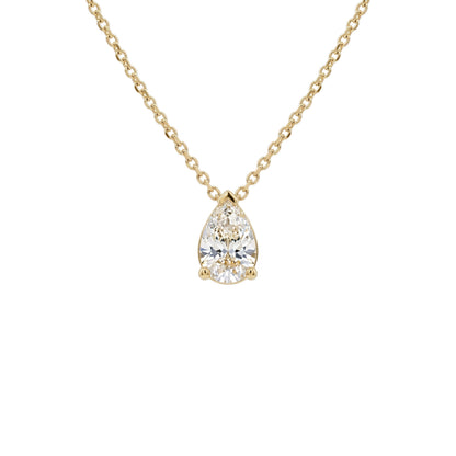 14Kt Gold 0.72 Lab Grown Pear Shape Diamond Pendant Necklace