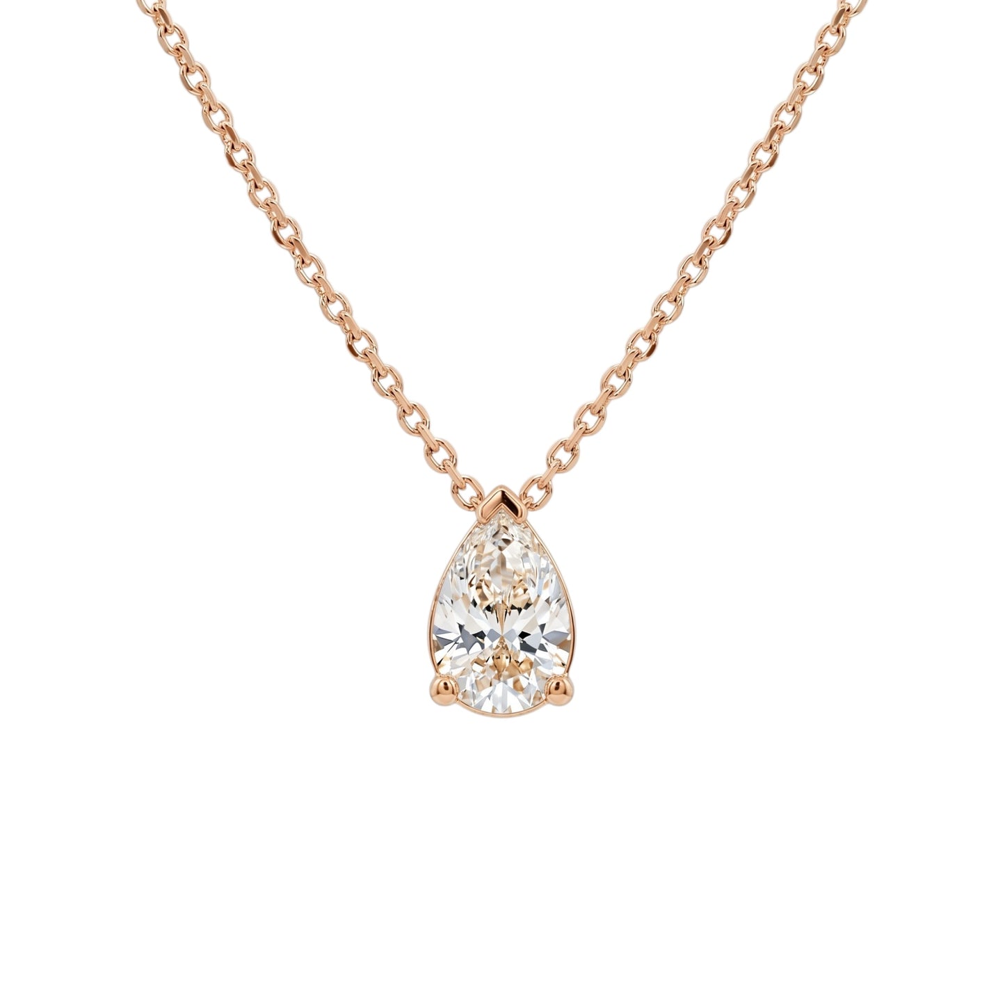 14Kt Gold 0.72 Lab Grown Pear Shape Diamond Pendant Necklace