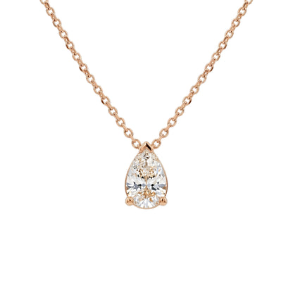 14Kt Gold 0.72 Lab Grown Pear Shape Diamond Pendant Necklace