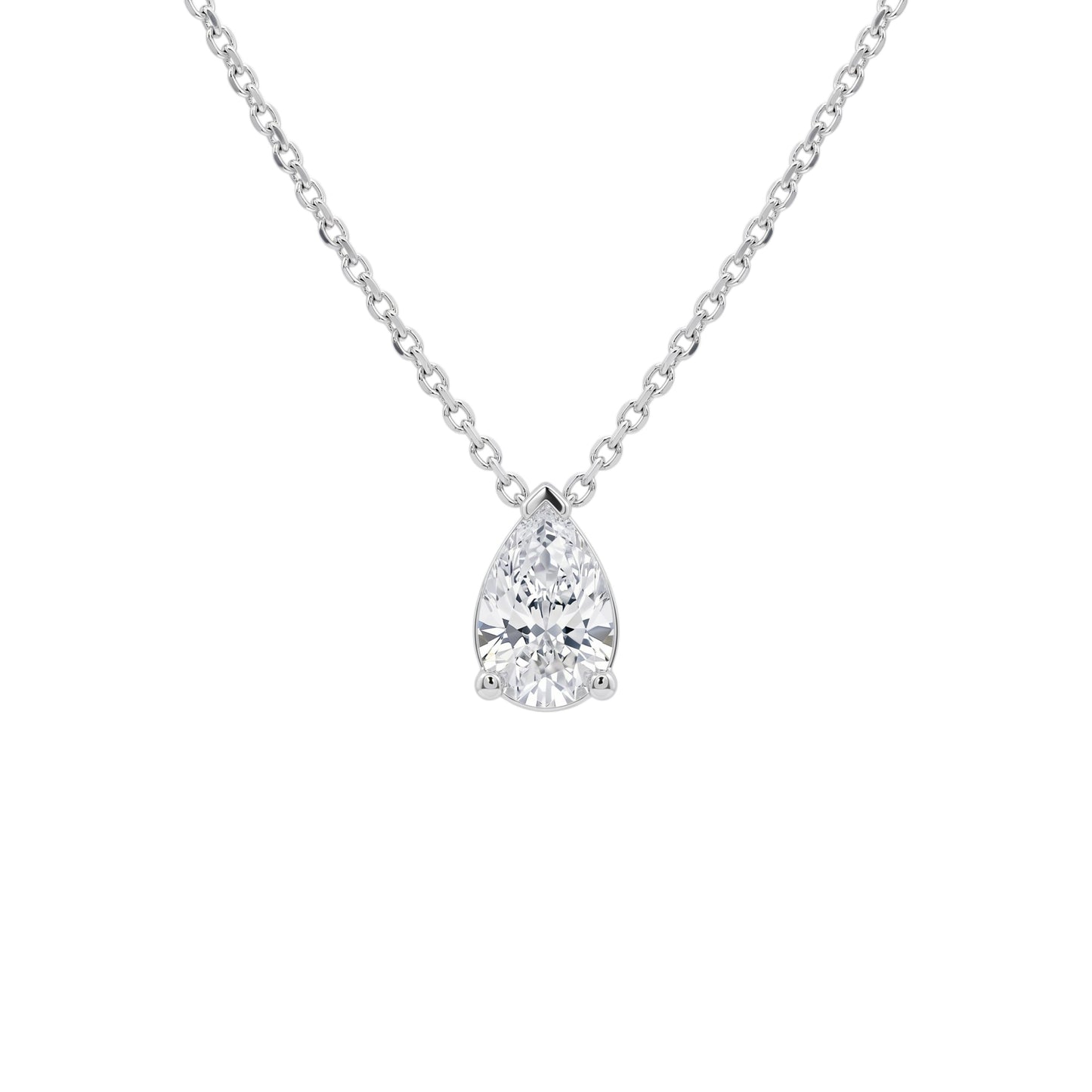 14Kt Gold 0.72 Lab Grown Pear Shape Diamond Pendant Necklace
