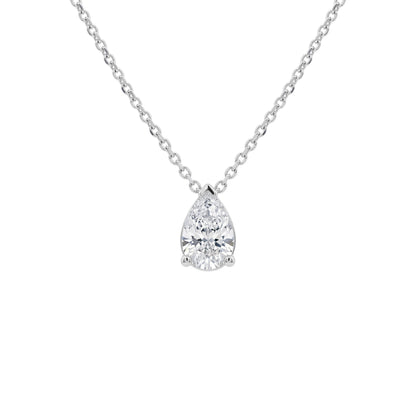 14Kt Gold 0.72 Lab Grown Pear Shape Diamond Pendant Necklace