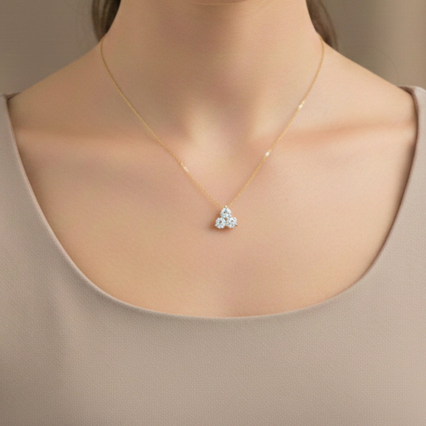 14Kt Gold 0.75 Ct 3 Stone Lab Grown Diamond Pendant