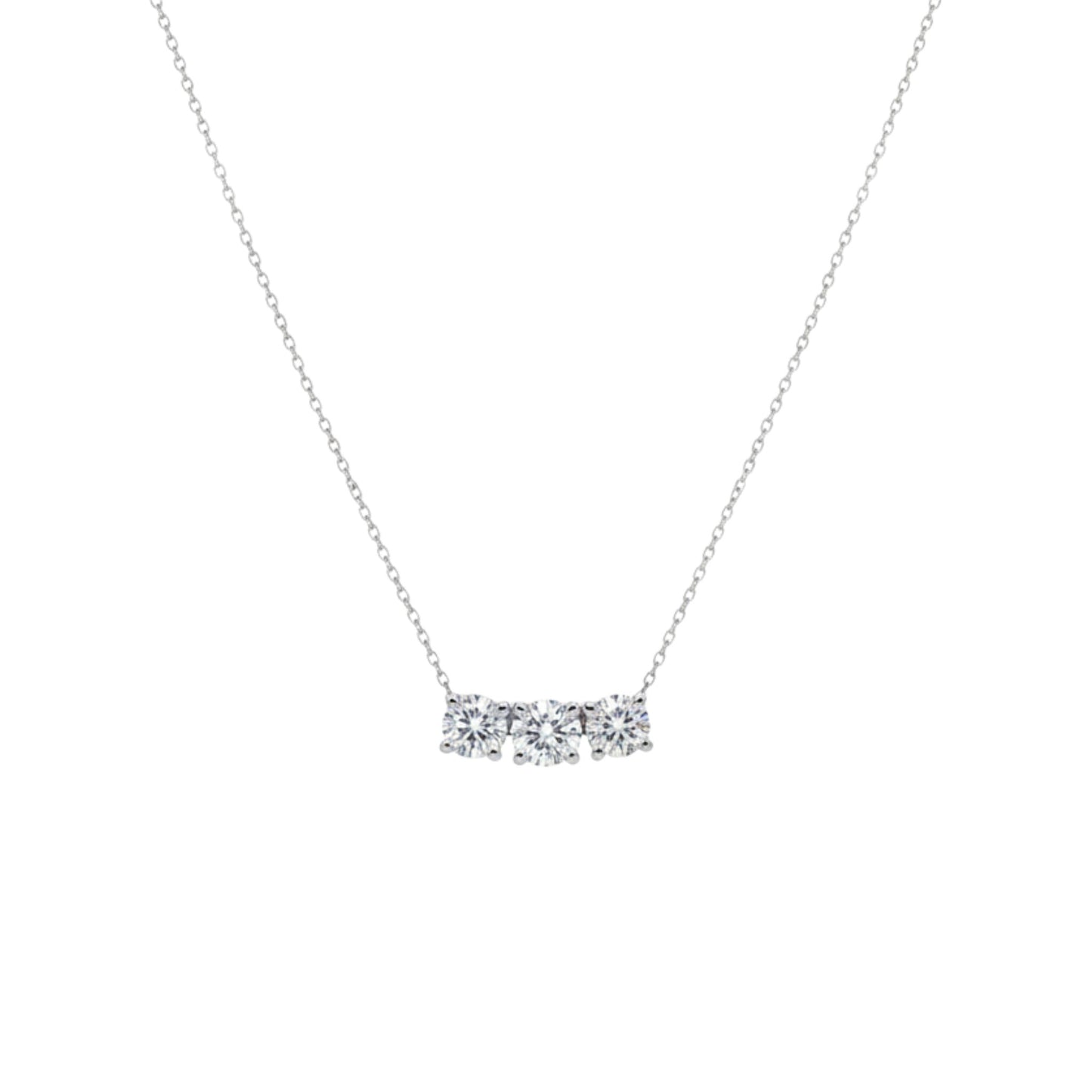 14Kt Gold 0.90 Ct 3 Stone Lab Grown Diamond Pendant Necklace