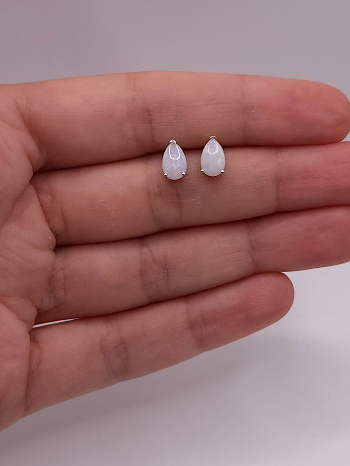 14Kt Gold Natural Opal Teardrop Pear Shape Stud Earrings