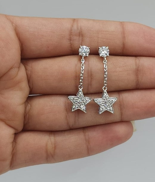 14Kt Gold 0.80 Ct Lab Grown Star Diamond Dangle Stud Earrings