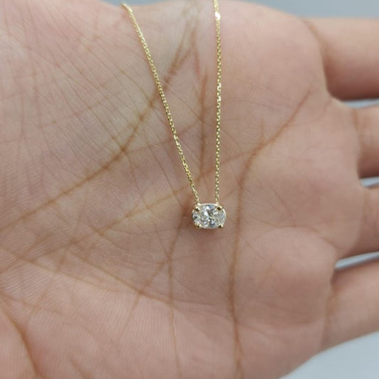 14Kt Gold 0.50 Ct Oval Lab Grown Diamond Solitaire Pendant