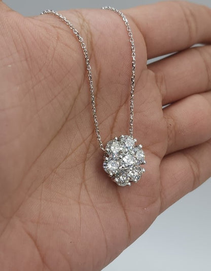 14Kt Gold 3.50 Ct Lab Grown Diamond Cluster Necklace