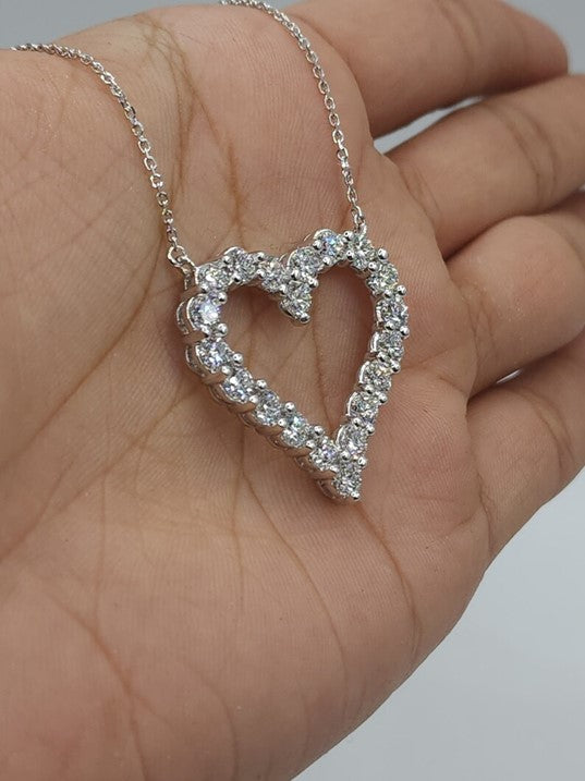 14Kt Gold 2.50 Ct Lab Grown Diamond Open Heart Necklace