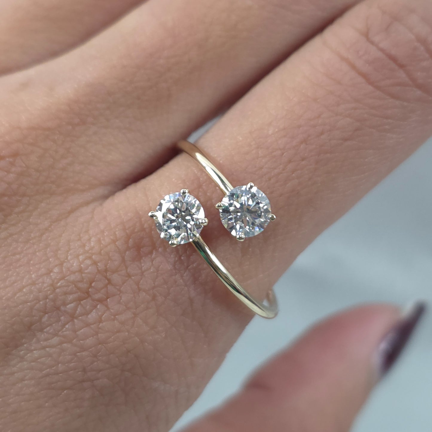 14Kt Gold 1 Ct 2 Stones Lab Grown Diamond Ring