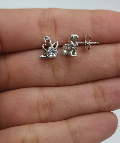 14Kt Gold 0.75 Ct Lab Grown Diamond Heart Flower Earrings