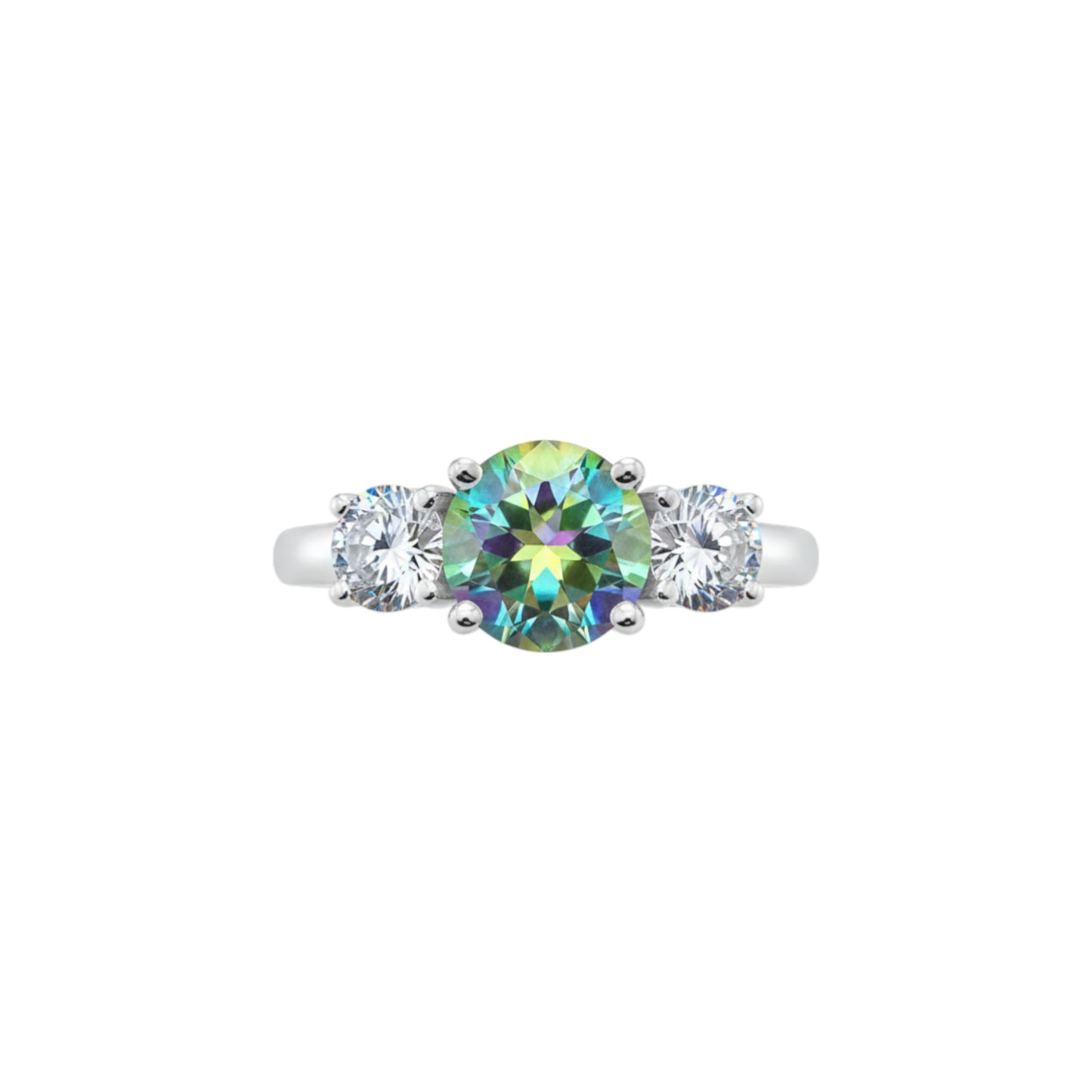 Mercury Mystic Topaz & 1Ct Lab Grown Diamond Round ring .925 Sterling Silver