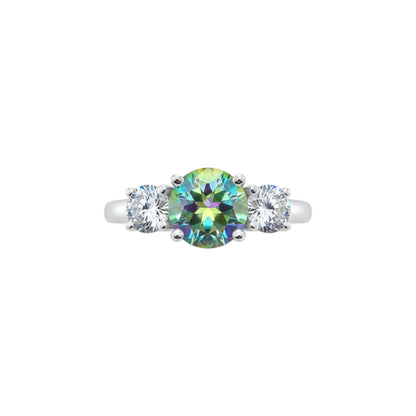 Mercury Mystic Topaz & 1Ct Lab Grown Diamond Round ring .925 Sterling Silver