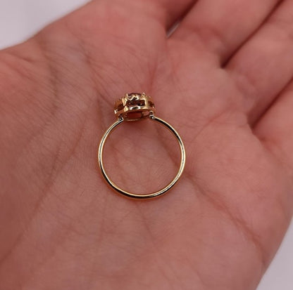 14Kt Gold Natural Rose Cut Halo Black Diamond Ring