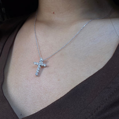 14Kt Gold 0.50 Ct Genuine Natural Diamond Cross Pendant Necklace