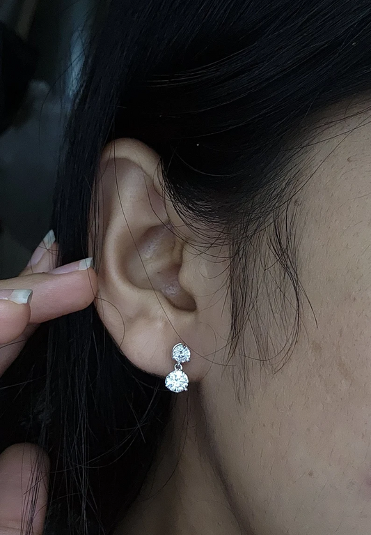 14Kt Gold 1.50 Ct Lab Grown Diamond 3 Prong Dangle Stud Earrings