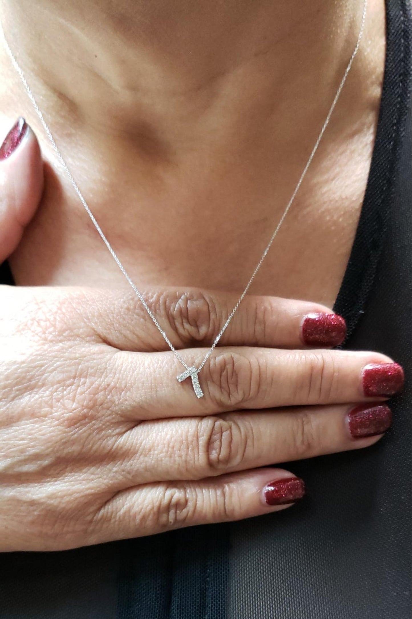 14Kt Gold Number Diamond Pendant Necklace