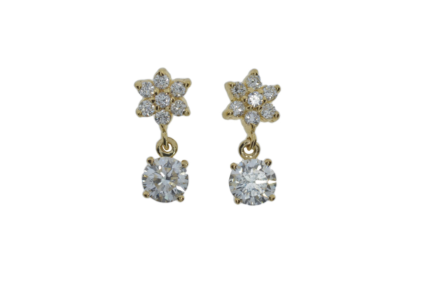 14Kt Gold 1.28 Ct Lab Grown Diamonds Star-Flower Earrings