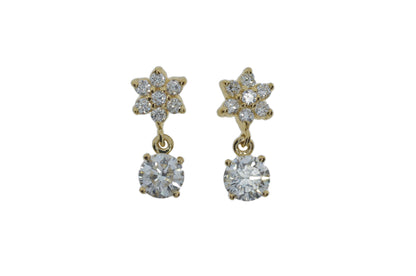 14Kt Gold 1.28 Ct Lab Grown Diamonds Star-Flower Earrings