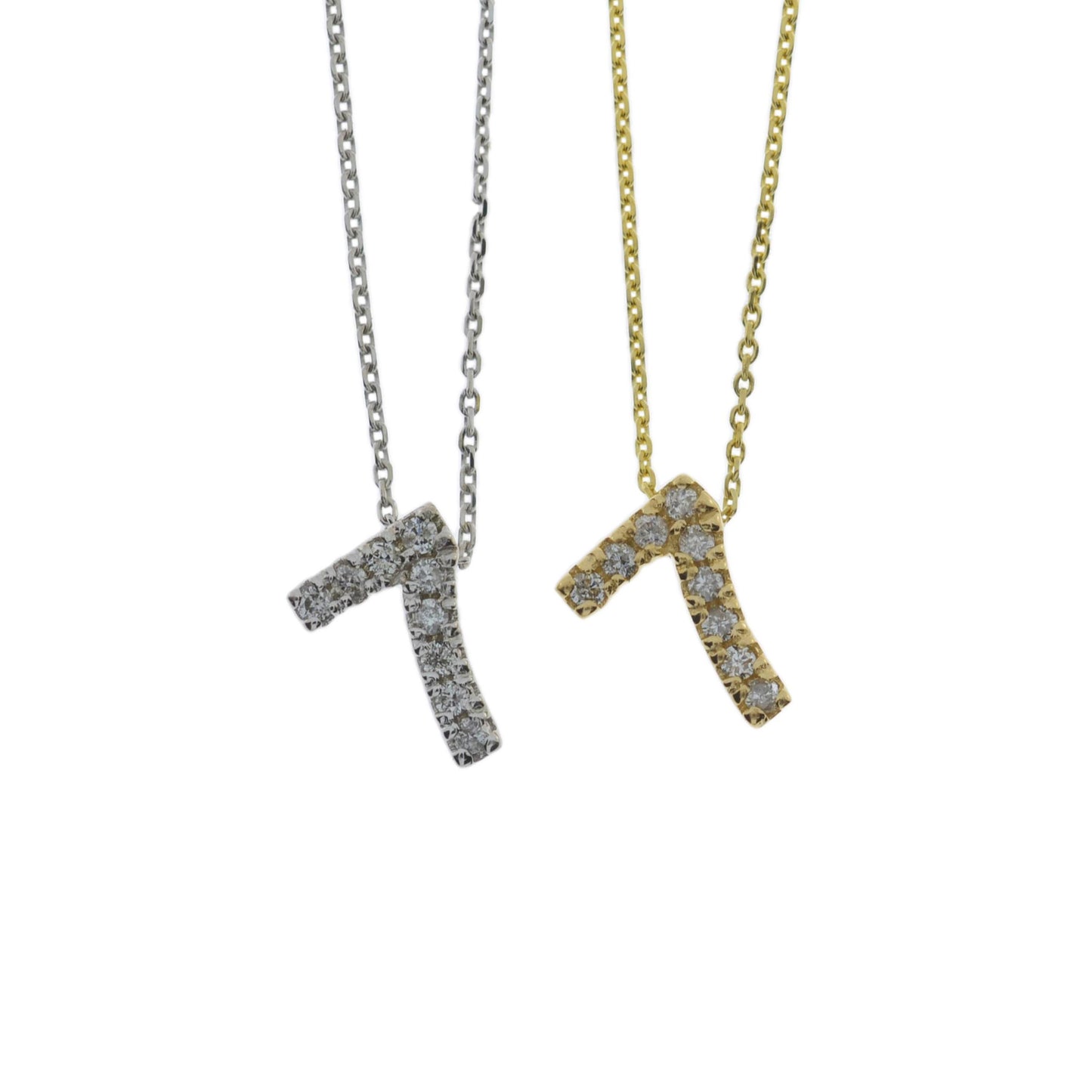 14Kt Gold Number Diamond Pendant Necklace