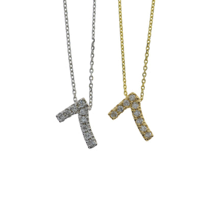 14Kt Gold Number Diamond Pendant Necklace