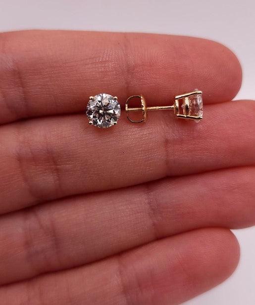 14Kt Gold 3 Ct Lab Grown Diamond Stud Earrings